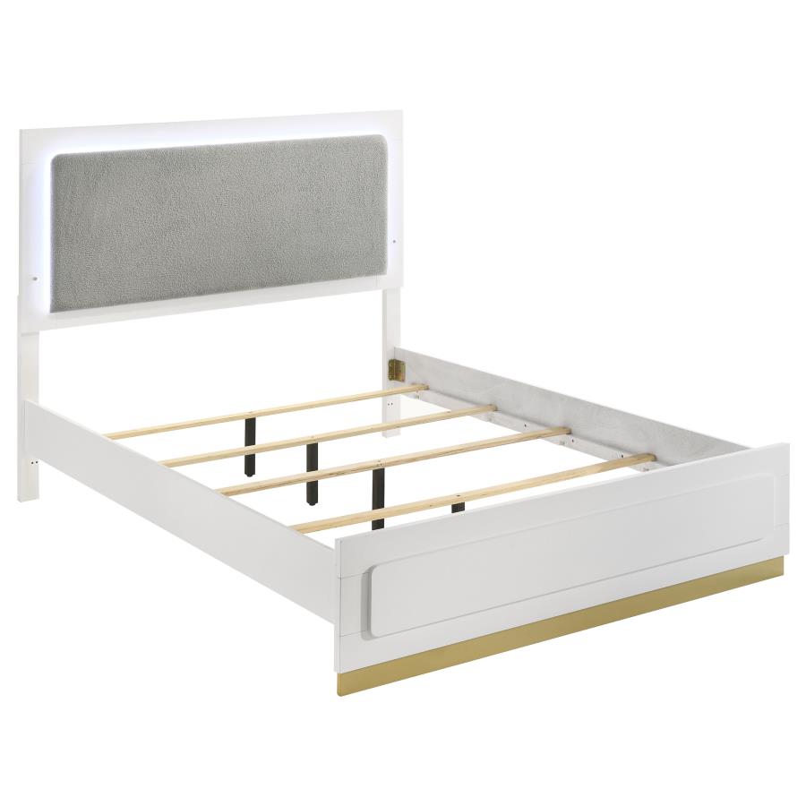 Caraway Wood Queen LED Panel Bed White (image for) Caraway Wood Queen LED Panel Bed White